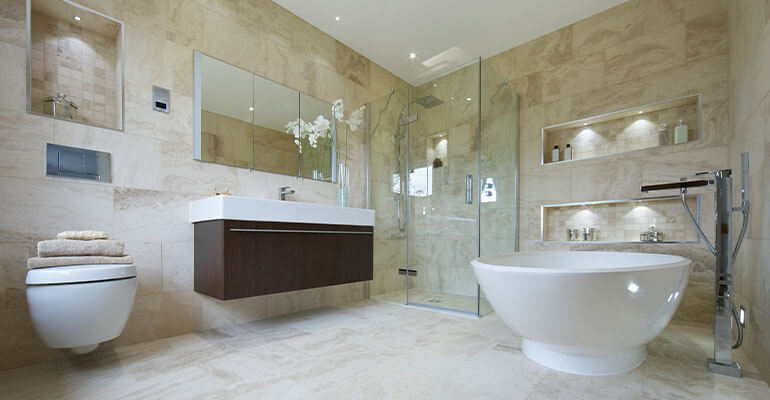 Naturstein, beige, Marmor, Boden, Wandverkleidung, Bad