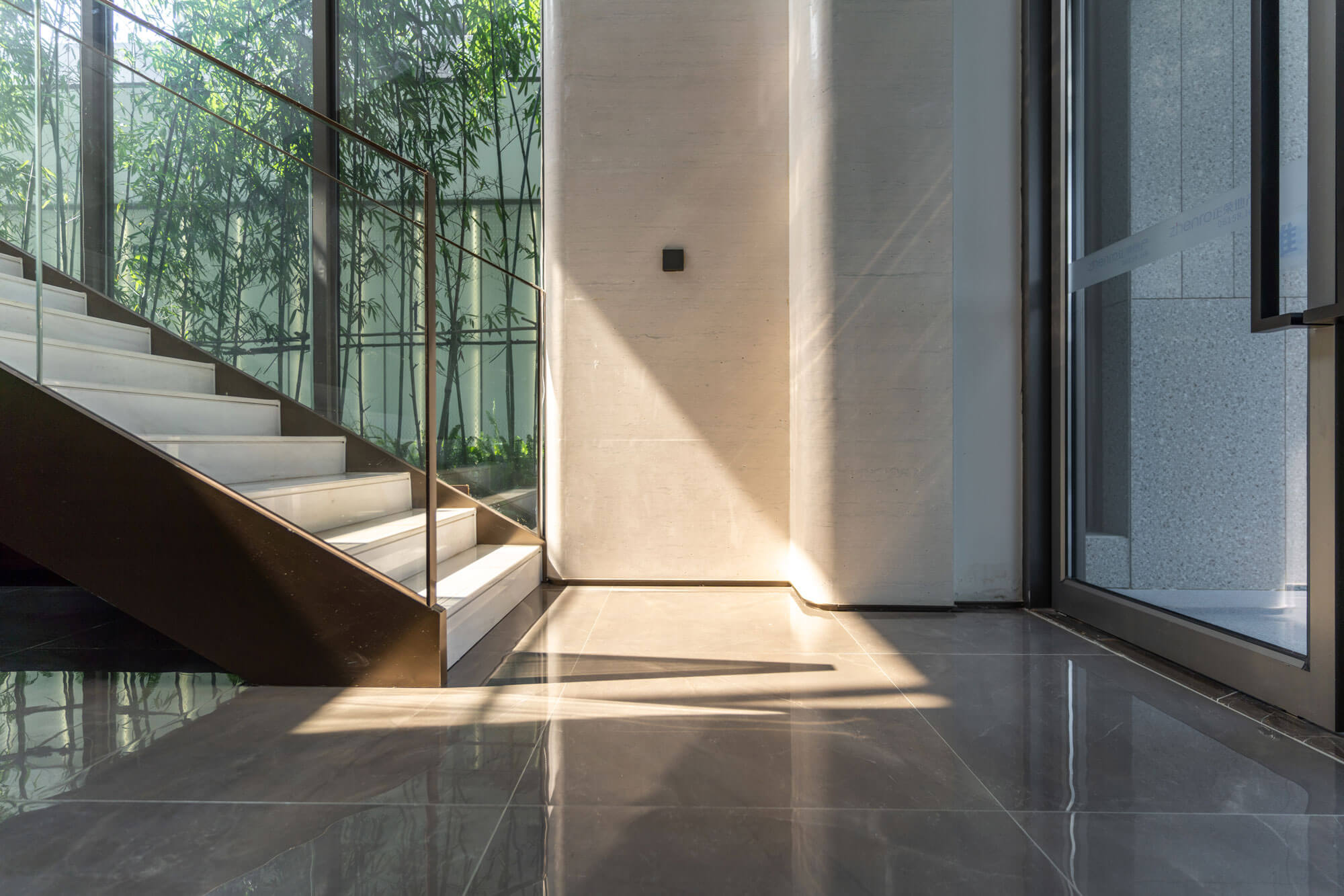 Naturstein, beige und braun, Marmor, Boden, Treppe, Innenbereich